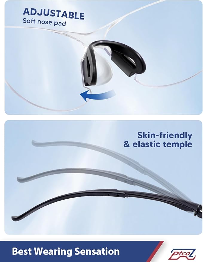 Safety Glasses 12 Pack Clear: ANSI Z87.1 Certified Anti-Scratch Polycarbonate Lens UV Protection for Construction & Cycling, Woodworking & Lab Lightweight Sofety Nose Pad Unisex