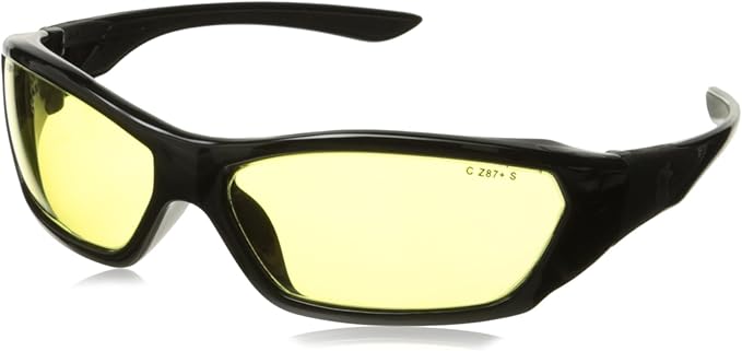 Crews ForceFlex FF124 Safety Glasses Ballisitic Amber Lens and Opaque Black Frame, 1 Pair