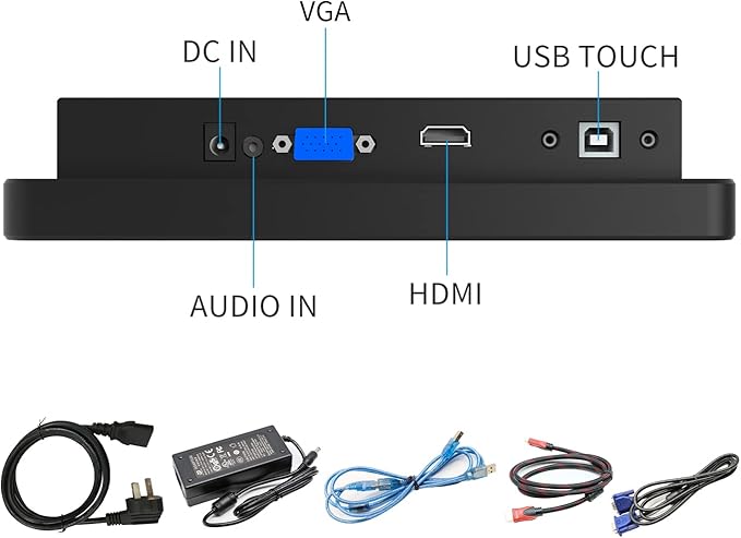 GreenTouch 7 Inch Desktop Wall Mountable Multi PCAP Touch Screen Monitor HDMI/VGA Input 1024 * 600 Resolution Display