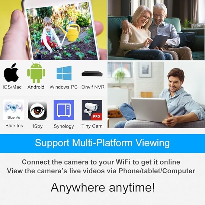 8MP PTZ Security Camera Outdoor FHD WiFi IP Camera with Humaniod Detection, Auto Tracking, Color Night Vision, Pan and Tilt, Two Way Talk, Floodlight and Siren, Waterproof