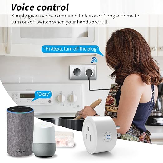 16A Smart Plug Wi-Fi Mini, Compatible with Alexa & Google Home, Timer 2.4G Wi-Fi Only,Remote Control with Timing Function, Timing and scheduling,Works with Your Wi-Fi Router – no hub Required.