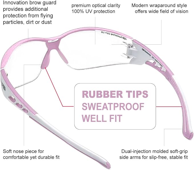 Super Flexible Lightweight Anti Fog Wrap-Around U6 Clear Shooting Safety Glasses with ANSI Z87.1 Scratch Resist