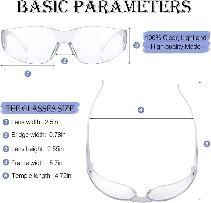 Yunsailing 100 Pack Bulk Safety Glasses Eye Protection Goggles for Women Men DIY Construction Lab