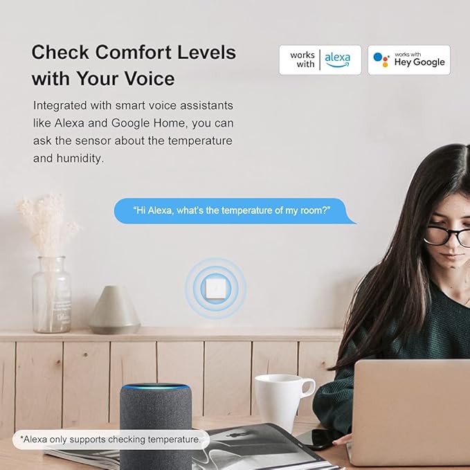 SONOFF SNZB-02 ZigBee Indoor Temperature and Humidity Sensor for Checking the Room Climate, Indoor Thermometer Hygrometer with Alert, Compatible with Alexa Google Home, ZigBee 3.0 Bridge Required