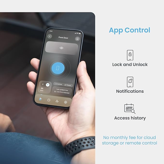 Lockly Vision Elite Video Smart Lock with Camera, Smart Wi-Fi Deadbolt for Front Door, PIN Genie® Keypad, Fingerprint Door Lock, Motion Sensor, App Remote Control, 2 Way Audio Doorbell, No Monthly Fee