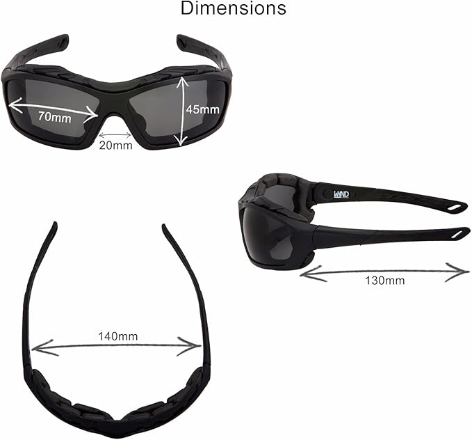 WYND Blocker Motorcycle Riding Glasses Extreme Sports Wrap Sunglasses (Black/Smoke)