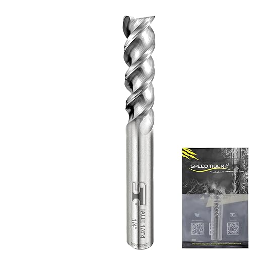 SPEED TIGER Carbide Square End Mill - 3 Flute - IAUE3/8 3 (1 Piece, 3/8") - High Feed U-Type Design - for Roughing and Finishing - for Milling Aluminum Applications – Professional Mill Bits Sets