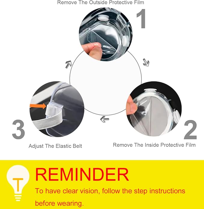 3 Pack Safety Goggles Protective Adjustable Goggles Over Glasses Splash Eye Protection Adjustable For Lab Construction Worker Onion Cutting Clear Lens Eyewear White