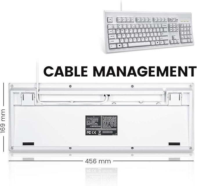 Perixx PERIBOARD-106 US W, Performance wired keyboard - 20 Million Key Press Life - Full Size 17.9"x6.6"x1.7" - White