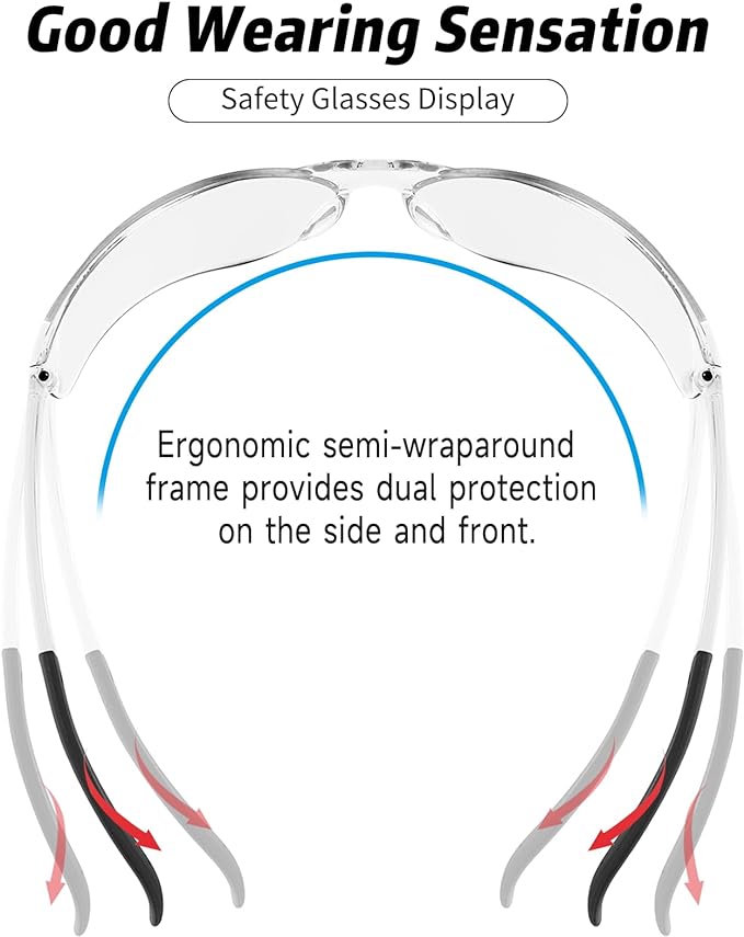 Safety Glasses for Men Women ANSI Z87.1 Safety Glasses Bulk Protective Eyewear Scratch-Resistant