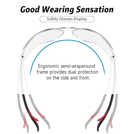 Safety Glasses Bulk of 100 ANSI Z87.1 Protective Eyewear Scratch-Resistant for Work, Lab, Construction