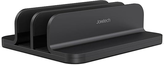 Dual Aluminum Vertical Laptop Stand Organizer, Sturdy Notebook Computer Holder Stand Compatible with New Liquid Retina XDR Apple MacBook Air/Pro, Mac mini and iPad Pro - Black