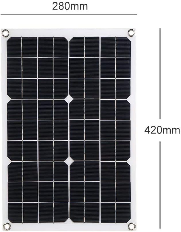 Lixada Solar Panel Charger USB Port Portable High Power Monocrystalline Solar Panel Phone USB Devices Charger & Car Battery Charging Clip Line for Cell Phone Camping RV Boat Marine - 20Watt