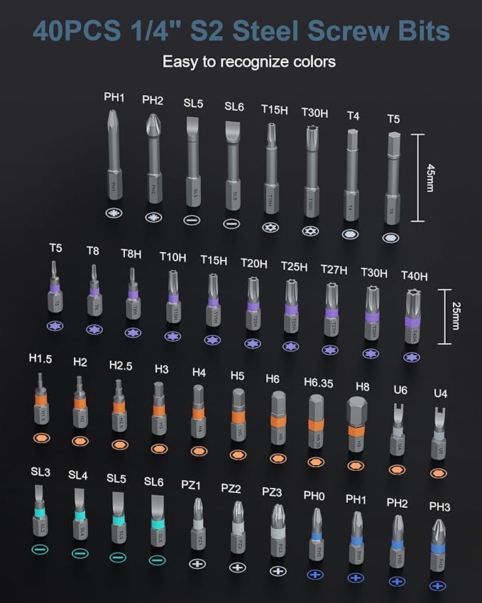 Upgraded 42 in 1 Magnetic Screwdriver Set, Ankilo DIY Ratchet Screwdriver Set Magnetic with 40 PCS Bits, Precision Repair Tool Kit for Tools Furniture Computer Bicycle Black