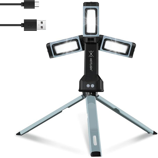 Rechargeable Work Light - 5000 Lumen Work Light with Stand 25" Magnetic Work Light, 8000mAh Mechanic Light with 3 Lighting Modes, Tripod Work Light for Car Repairing/Emergency/Garage