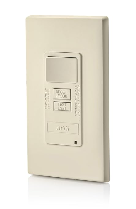 Leviton AFCI/Switch Combination, 15 Amp, Self Test, LED Indicator Light, AFSW1-T, Light Almond