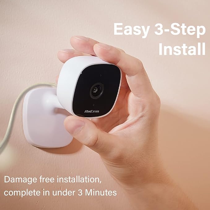 AlfredCam Indoor WiFi Security Camera, FullHD 1080P, 2.4G/WiFi, Continuous Recording, Motion Detection, Night Vision, Baby Monitor/Pet/Nanny Cam, App Powered (70M+ downloads)