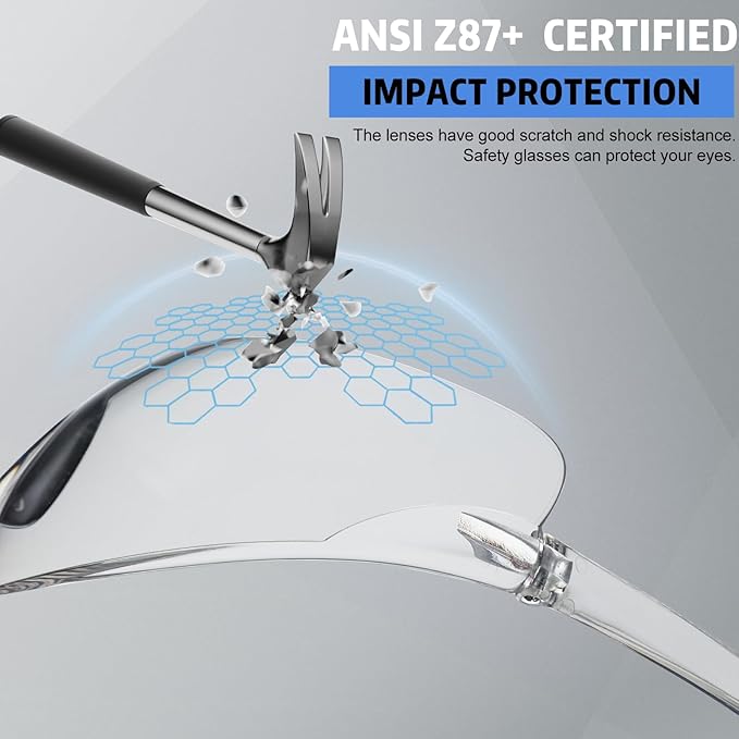 Clear Safety Glasses Bulk of 100,ANSI Z87.1 Eye Protection Goggles with Scratch and Impact Resistant for Construction and Laboratory