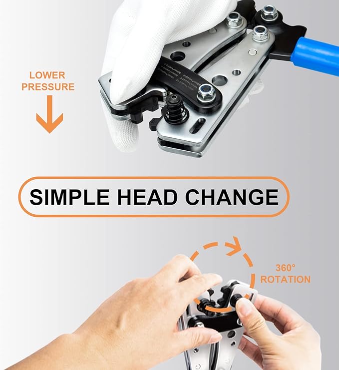 Sanuke Battery Cable Lug Crimping Tool for AWG 8 6 4 2 1/0 Heavy Duty Copper Wire Lugs