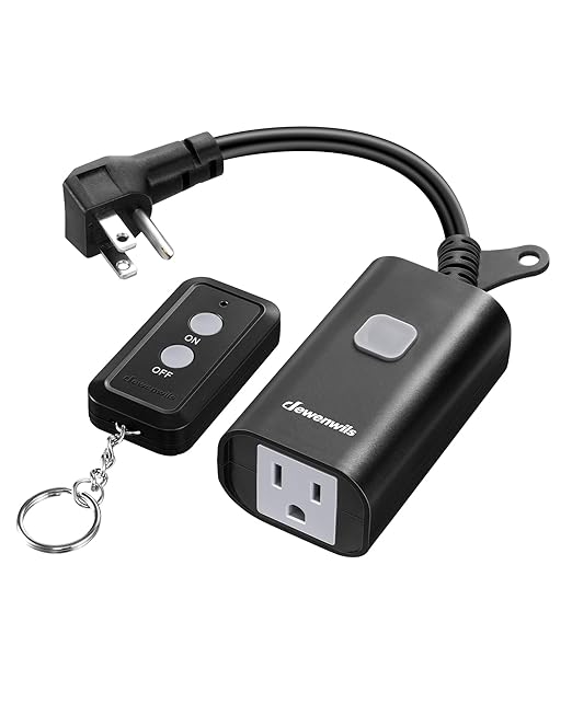 DEWENWILS Outdoor Remote Control Outlet, 15A Wireless Remote Control Switch, 100FT Control Range & 14AWG SJTW Power Cord, Weatherproof for Lights Outdoor Appliances, FCC Listed