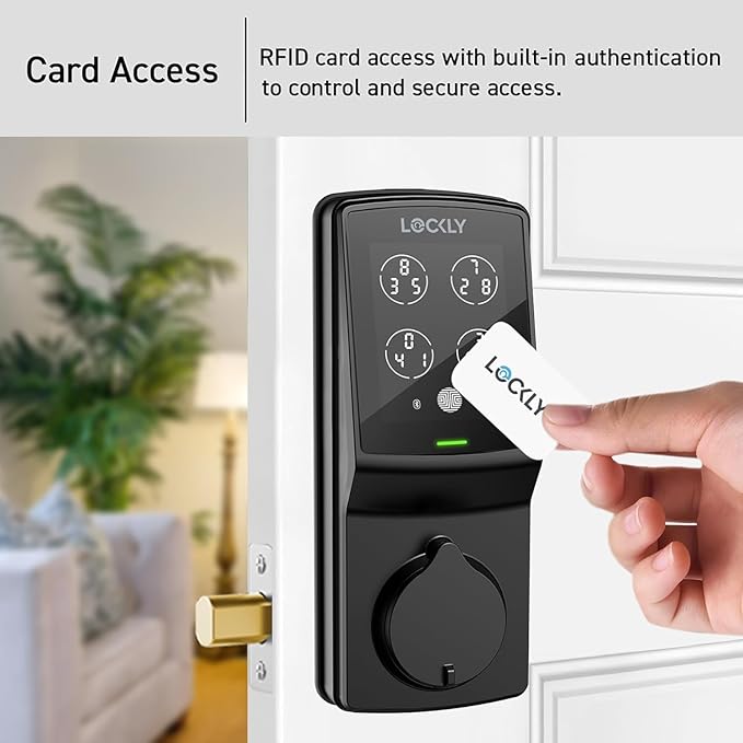 Lockly Secure Plus, RFID Card Smart Lock, Keyless Entry Door Lock, Smart Locks for Front Door, PIN Genie® Keypad, 3D Biometric Fingerprint Sensor, Auto Lock Smart Door Lock