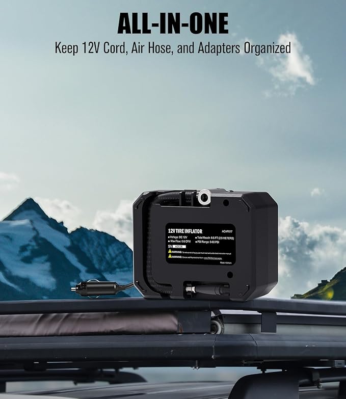 AVID POWER 12V Tire Inflator Portable Air Compressor, Portable Car Air Pump w/Display Gauge and LED Light, Air Pump for Car Tires, Bike, Motorcycle, Compact, Lightweight (Red)