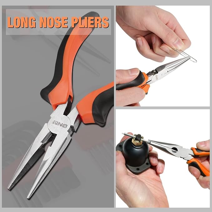 DNA MOTORING 220pcs Mechanic Tool Socket Wrench Set, SAE and Metric Socket Wrench Set, Tool Box Case for Home, Auto and Bike Repair, Orange, TOOLS-00021