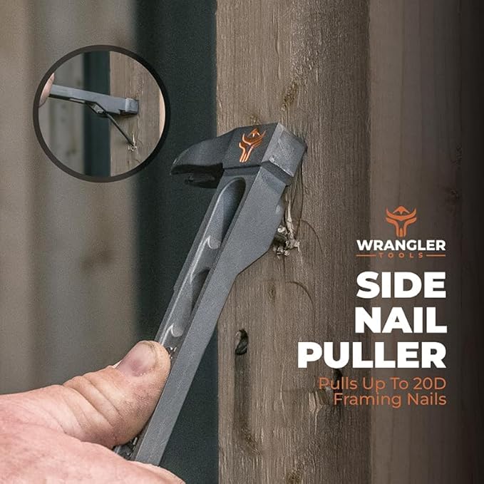 9.5" Titanium Nail Puller Cats Paw Pry Bar - 45% Lighter Than Steel - Side Nail Puller - 13mm Bolt Remover - Tools for Home Improvement, Construction & Demolition