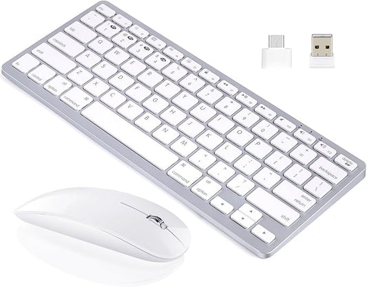 Wireless Keyboard and Mouse Compatible with iMac MacBook Air/Pro Windows Laptops (Rechargeable Bluetooth Keyboard and Mouse)