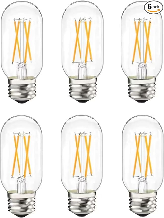 Dimmable LED Tubular Bulb 6W,60W Equivalent 600 Lumens, Antique Edison Style LED Filament Light Bulbs, E26 Clear Edison Bulb Daylight 2700K Pack of 6