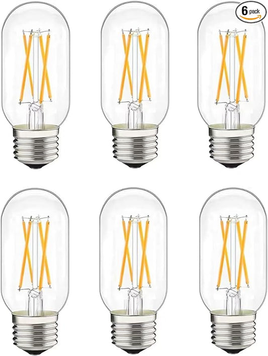 Dimmable LED Tubular Bulb 6W,60W Equivalent 600 Lumens, Antique Edison Style LED Filament Light Bulbs, E26 Clear Edison Bulb Daylight 2700K Pack of 6