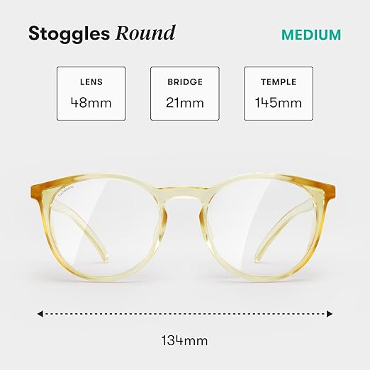 Stoggles Round Z87.1 Certified Polycarbonate Safety Glasses, Scratch & Shatter-Proof, Blue-Light & UV Blocking Lens, Top & Side Shields, Anti-Fog Dip Coated, Durable, Protective & Stylish Eyewear