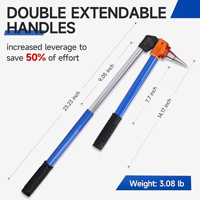 iCrimp Manual Expanding Tool Kit with Auto-Rotation Expansion Heads, Extendable Handle Expander Tool for 1/2,3/4&1 inch ProPEX,Wirsbo F1960 standard fittings