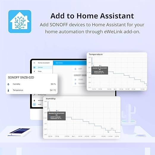 SONOFF Zigbee Indoor Temperature Humidity Sensor, SNZB-02D LCD Zigbee Thermometer Hygrometer, Works with Alexa & Google Home for Remote Monitoring and Home Automation, ZigBee 3.0 Hub Required, 1-Pack