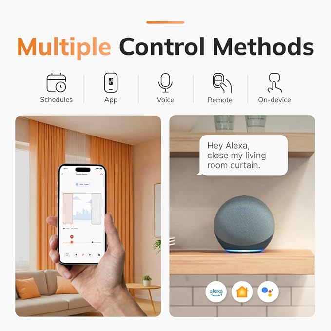 RYSE SmartCurtain | Motorized Curtain | Turn Your Current Curtains into Electric, Automated Drapes | Smart Home Smart Curtains Motorized Window Curtains | Phone App Enabled