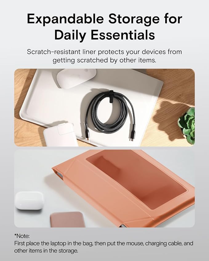 MOFT Laptop Carry Sleeve, 2-in-1 Laptop Bag & Stand for 16" MacBook Air/Pro & Dell/HP/Lenovo/Asus, Stylish Slim Computer Sleeve Bag with Expandable Storage for Computer Accessories, Deep Blue