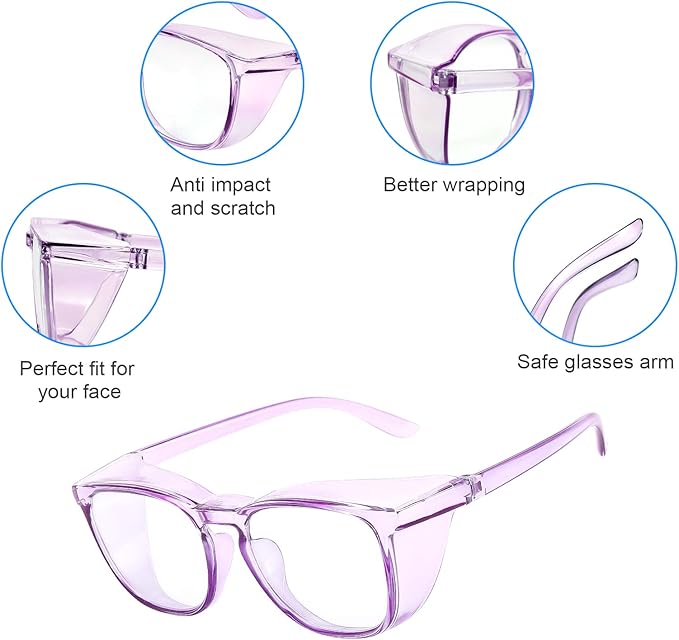 LASMEX Stylish Safety Glasses Goggles for Women Girls Anti-fog Glasses Protective Eyewear Clear Glasses