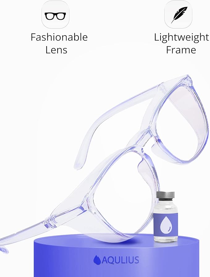 Aqulius 2 Pack Stylish Safety Glasses Goggles, Scratch Resistant, Safety Glasses for Women, Blue Light, Glasses for Nurses
