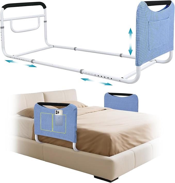 Mybow Double Bed Rail, U Bar for Medical Bedside Safety Assisting Rails, Railing Support for Elderly Adults Under Mattress Handrail, Hospital Dual Bed Rails for Seniors Twin Full Queen Adjustable Rail