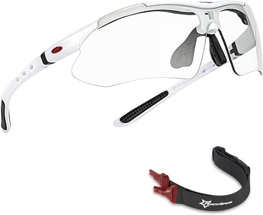 ROCKBROS Pickleball Photochromic Glasses Cycling Glasses with Removable Elasctic & Temple Band Sunglasses Fit for Men Women