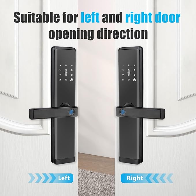 Keyless Entry Smart Lock with Handle, WiFi Door Lock with Tuya APP Control, Door Locks with Keypads, Anti-Peeping Password, Auto Lock & One Touch Unlock