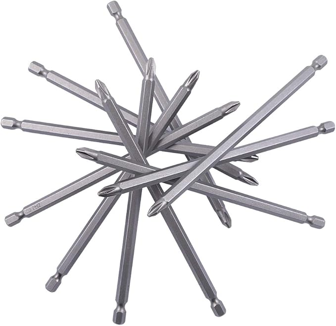 Rocaris 10 Pack 2 x 6" Cord less Drill Phillips Screwdriver Bit Magnetic Tip Extra Long Set