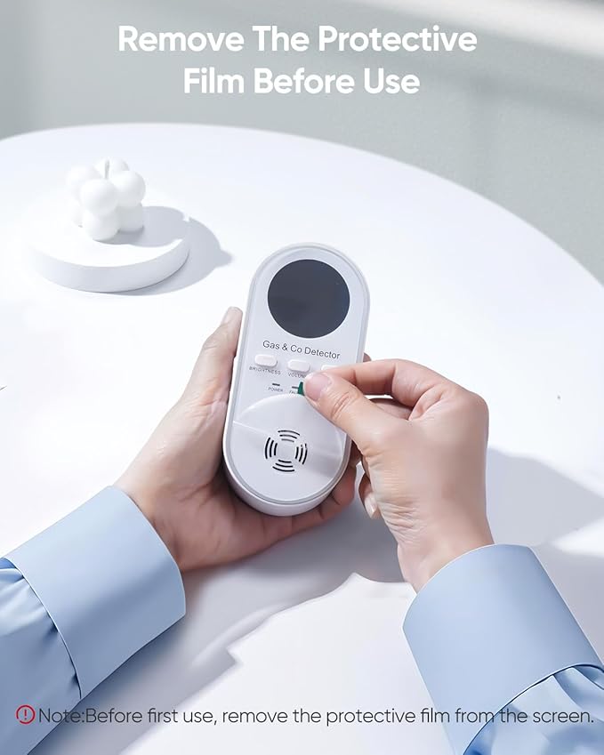 5-in-1 Carbon Monoxide Detectors, Natural Gas Leak Detector, Plug-in & Battery Backup Co Detector, HD Digital Display, CO Gas Temp Humidity Sensor, 1-Pcs, White