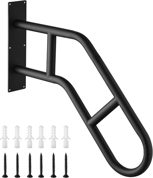 Stairs Handrails for Outdoor Steps ，Stair Railing Indoor 1-3 Step,Porch Railing & Deck Hand Rail Wall Mount Stair Hand Grab Bars， U-Shaped Providing Support and preventing Slips and Falls.