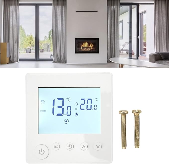 Floor Heating Thermostat, 90V-240V Floor Temperature Controller Smart Programmable Control Panel LCD Display for Home Indoor