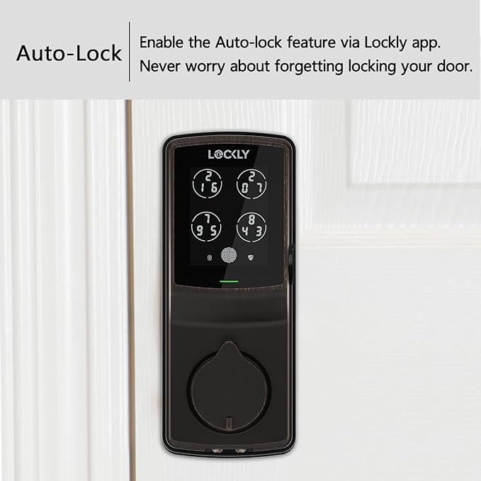 Lockly Secure Plus, RFID Card Smart Lock, Keyless Entry Door Lock, Smart Locks for Front Door, PIN Genie® Keypad, 3D Biometric Fingerprint Sensor, Auto Lock Smart Door Lock