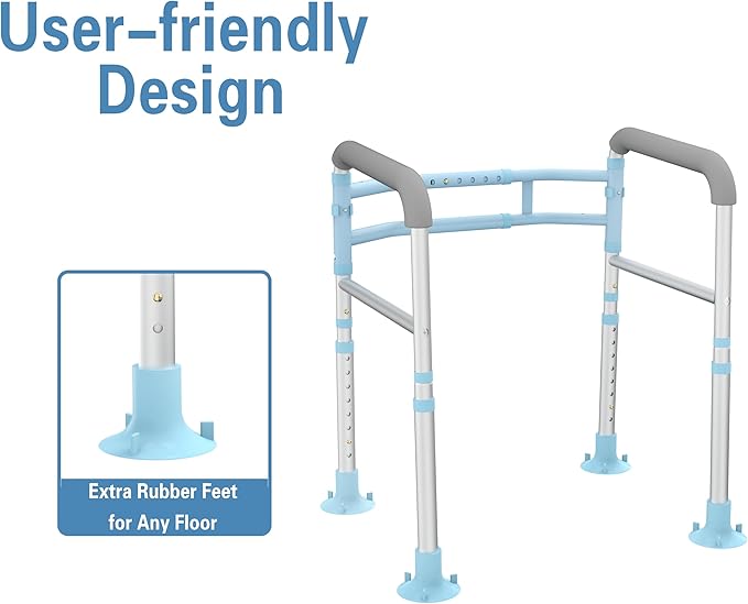Delog Stand Alone Toilet Safety Rail - Medical Toilet Safety Frame for Elderly, Handicap and Disabled - Bathroom Toilet Handrails, Width Adjustable Design, Fit Any Toilet, FSA/HSA Eligible