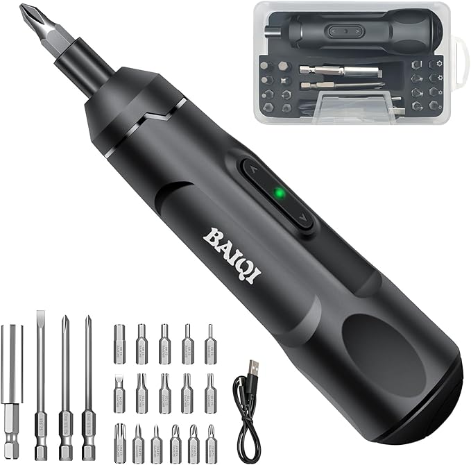 Mini Electric Screwdriver Set,3.7V 800 MAH USB-C Rechargeable Cordless Rotary Tool With 20 pcs Bits Set For Install or Repair