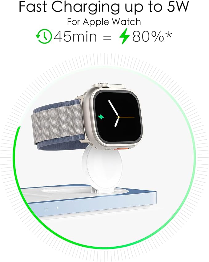 3-in-1 Charging Station for Apple Devices: Used for iPhone and Watch Charging Station with Magsafe Charger Stand, Wireless Charger for iPhone15/14/13/12, Apple Watch 1-9/Ultra, AirPods 3 Pro
