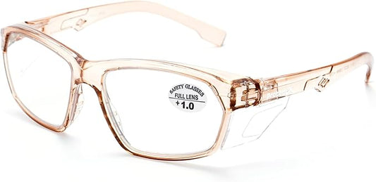 ProtectX Stylish Anti-Fog & Scratch-Resistant Safety Glasses With Readers, UV Protection Goggles, Anti-Impact Lightweight Glasses for Men＆Women Cold Brew Cold Brew Reading 1.0